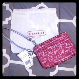 NWT SILVER AND RASPBERRY COACH WRISTLET